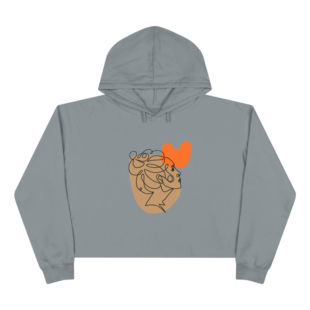 Abstract Heart Line Art Crop Hoodie