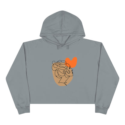 Abstract Heart Line Art Crop Hoodie