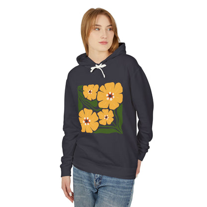 Yellow Blossom Graphic Lightweight Women's Hooded Sweatshirt