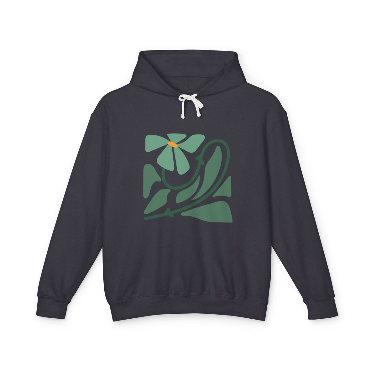 Green Minimalist Floral Design Lightweight Women's Hooded Sweatshirt