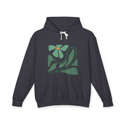Green Minimalist Floral Design Lightweight Women's Hooded Sweatshirt