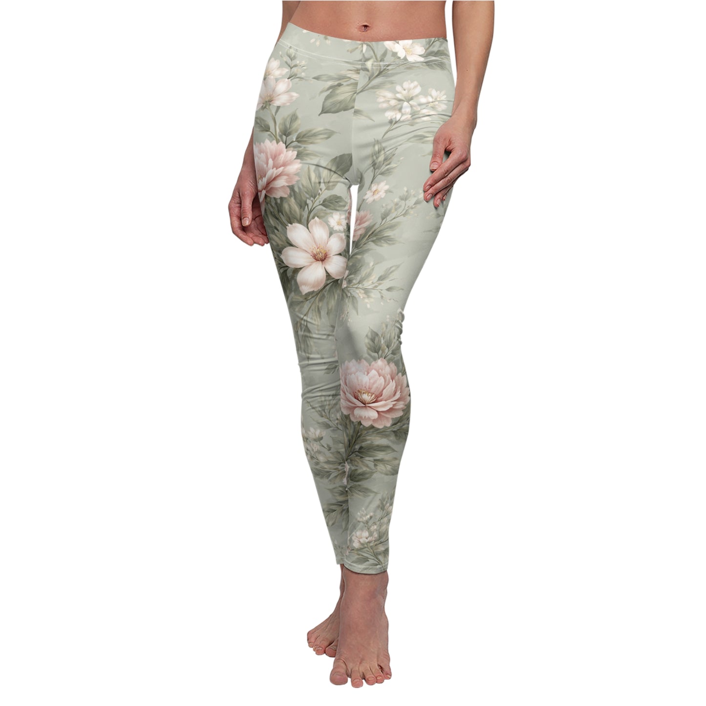 Floral Sage Vintage Women's Casual Leggings