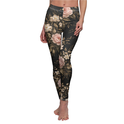Floral Vintage Rose Women's Casual Leggings