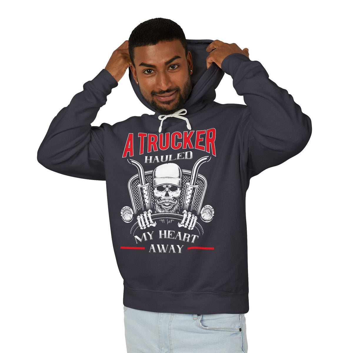 A Trucker Hauled My Heart Away Lightweight Hooded Sweatshirt