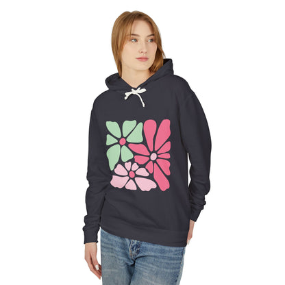 Floral Retro Block Print Lightweight Women's Hooded Sweatshirt