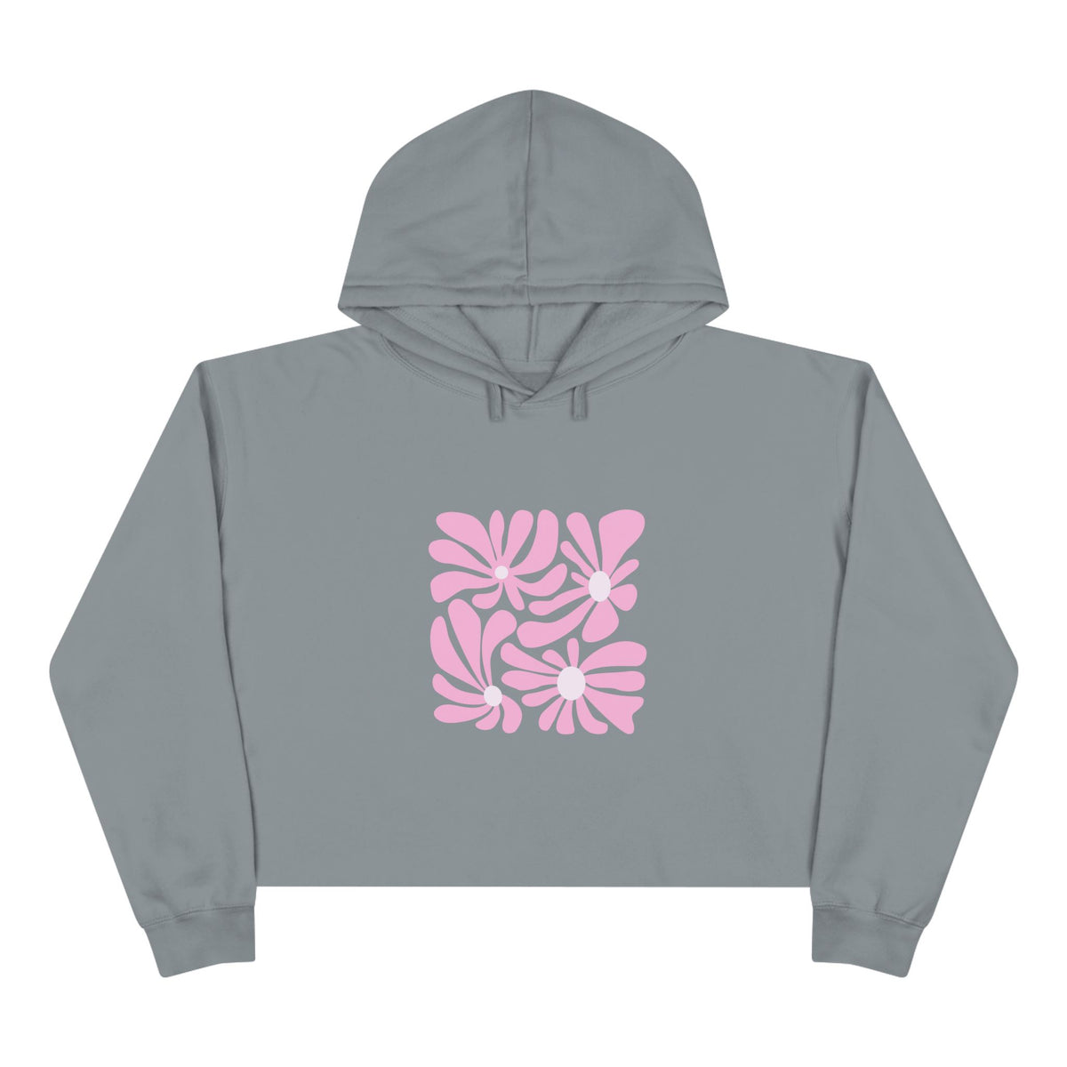 Pink Retro Floral Crop Hoodie