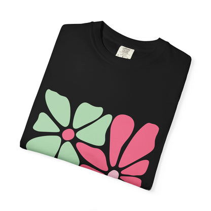 Floral Retro Block Print Garment-Dyed Women's T-Shirt