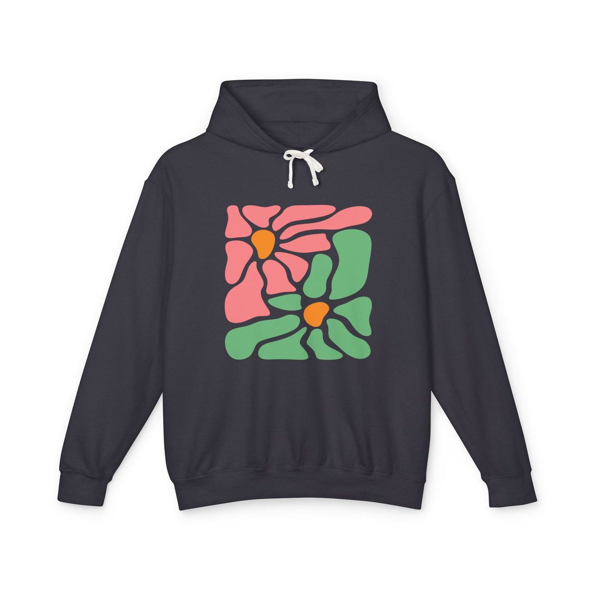 Abstract Pink & Green Flower Lightweight Women's Hooded Sweatshirt