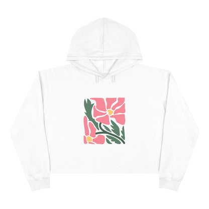 Pink Garden Graphic Crop Hoodie