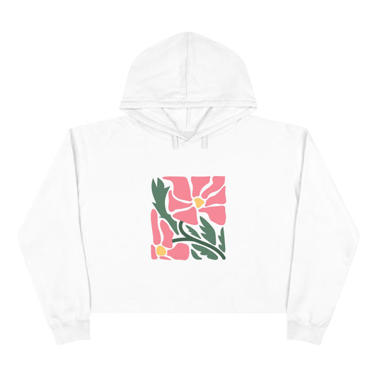 Pink Garden Graphic Crop Hoodie