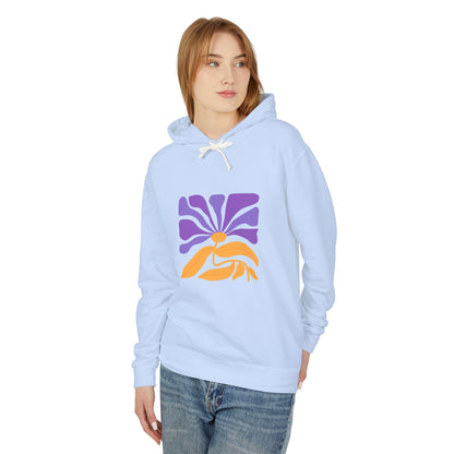 Retro Purple & Orange Sunburst Lightweight Women's Hooded Sweatshirt