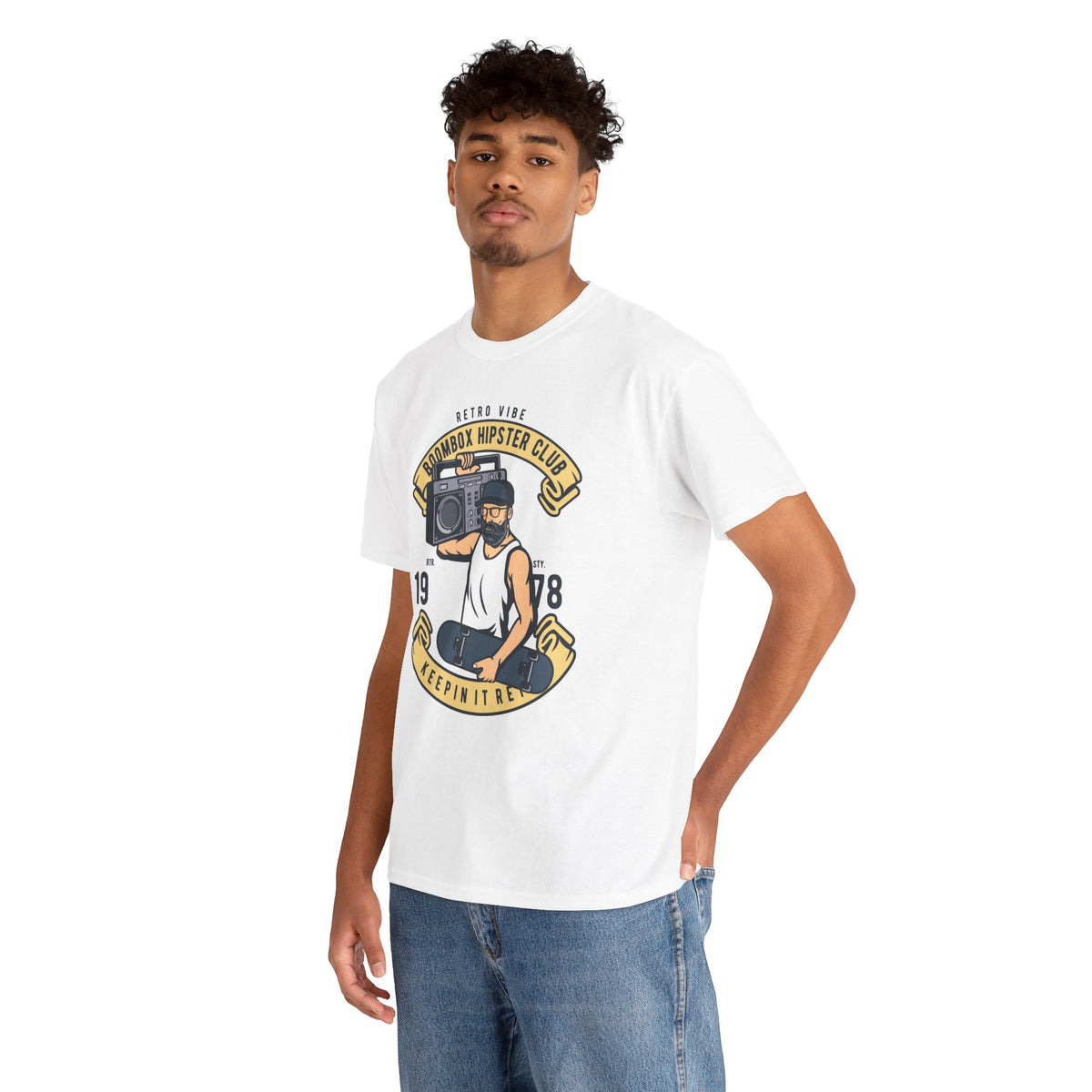 Retro Vibe Hipster Boombox Club T-Shirt