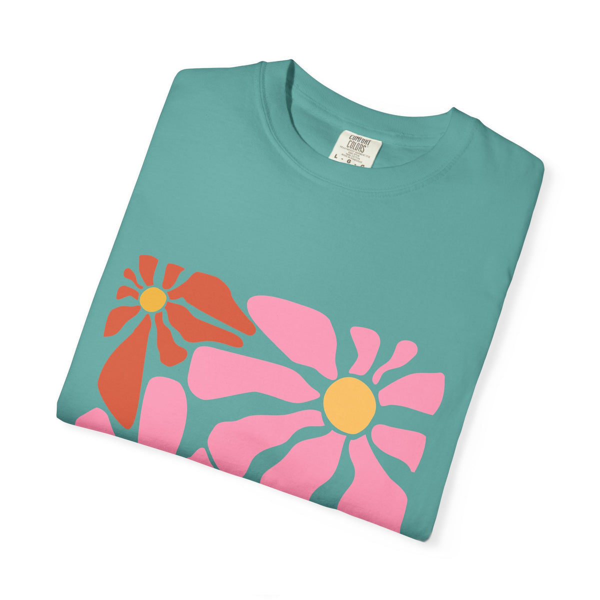 Retro Pink Daisy Graphic Garment-Dyed Women's T-Shirt
