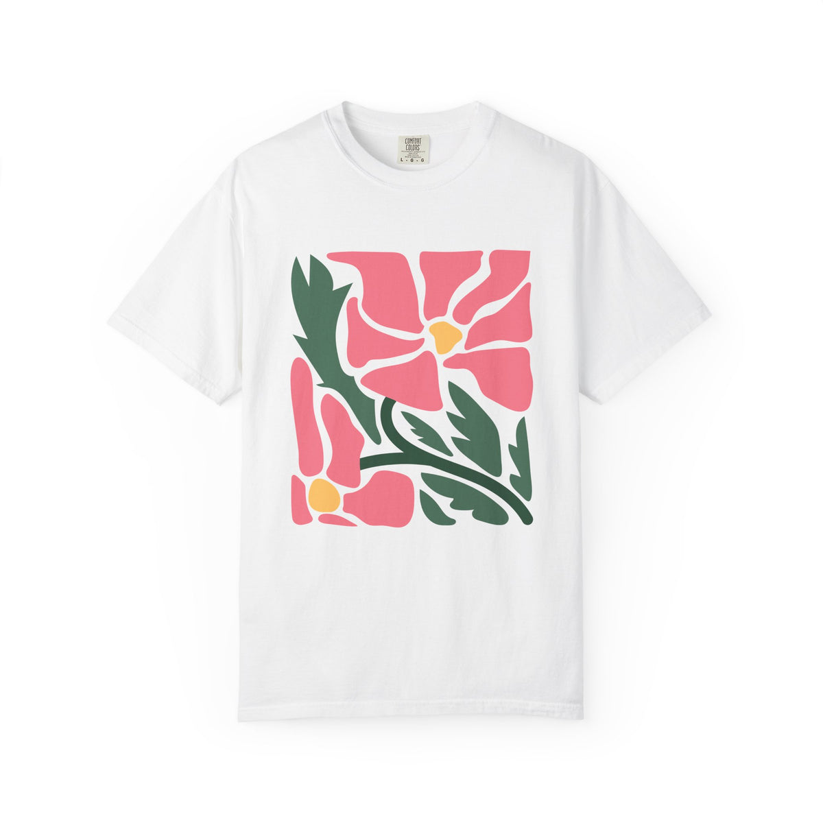 Pink Garden Graphic Garment-Dyed Women's T-Shirt