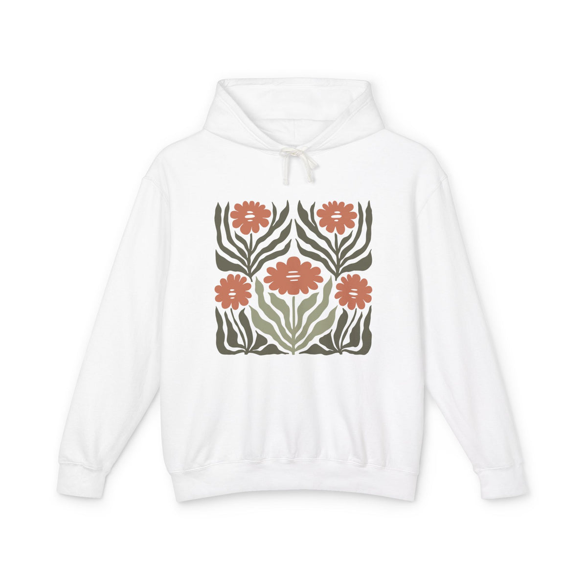 Rustic Flower Print Lightweight Women's Hooded Sweatshirt