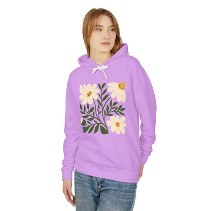 Minimal Yellow Bloom Lightweight Women's Hooded Sweatshirt