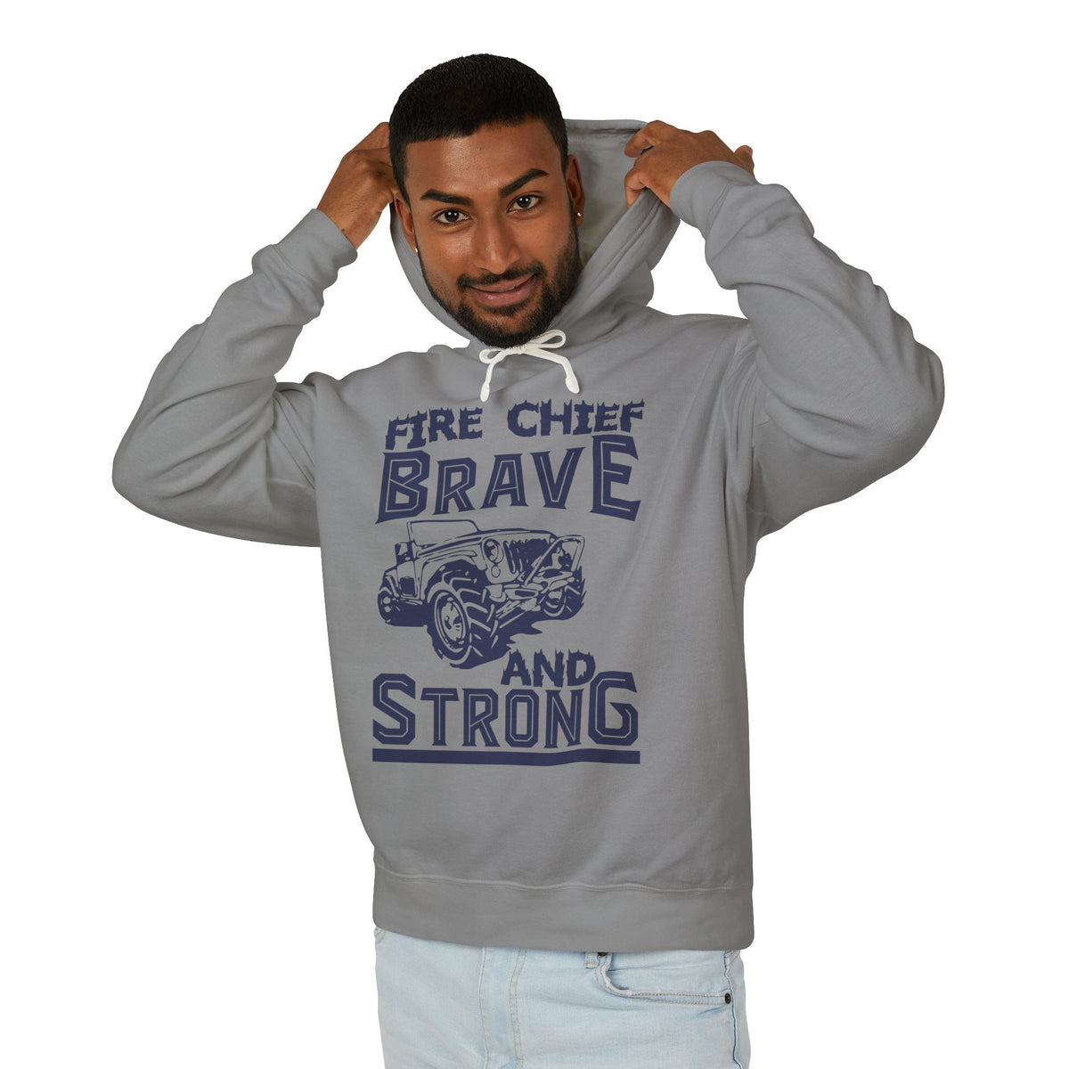 Fire Chief Brave And Strong Lightweight Hooded Sweatshirt