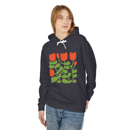 Floral Tulip Lightweight Women's Hooded Sweatshirt