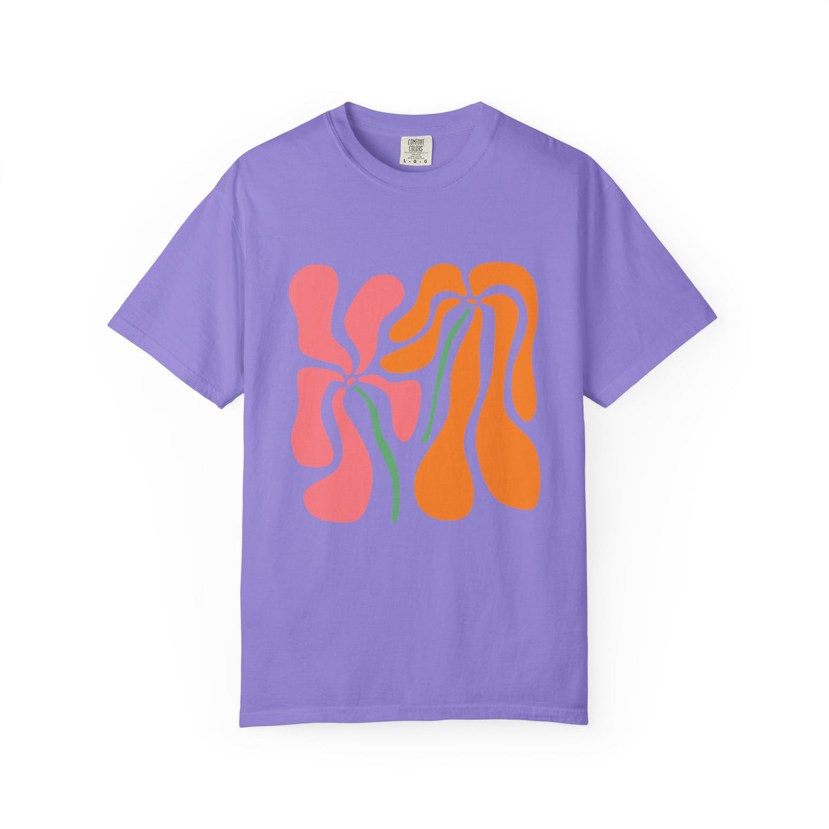 Groovy Pink & Orange Floral Garment-Dyed Women's T-Shirt