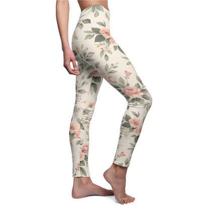 Floral Vintage Rose Women's Casual Leggings