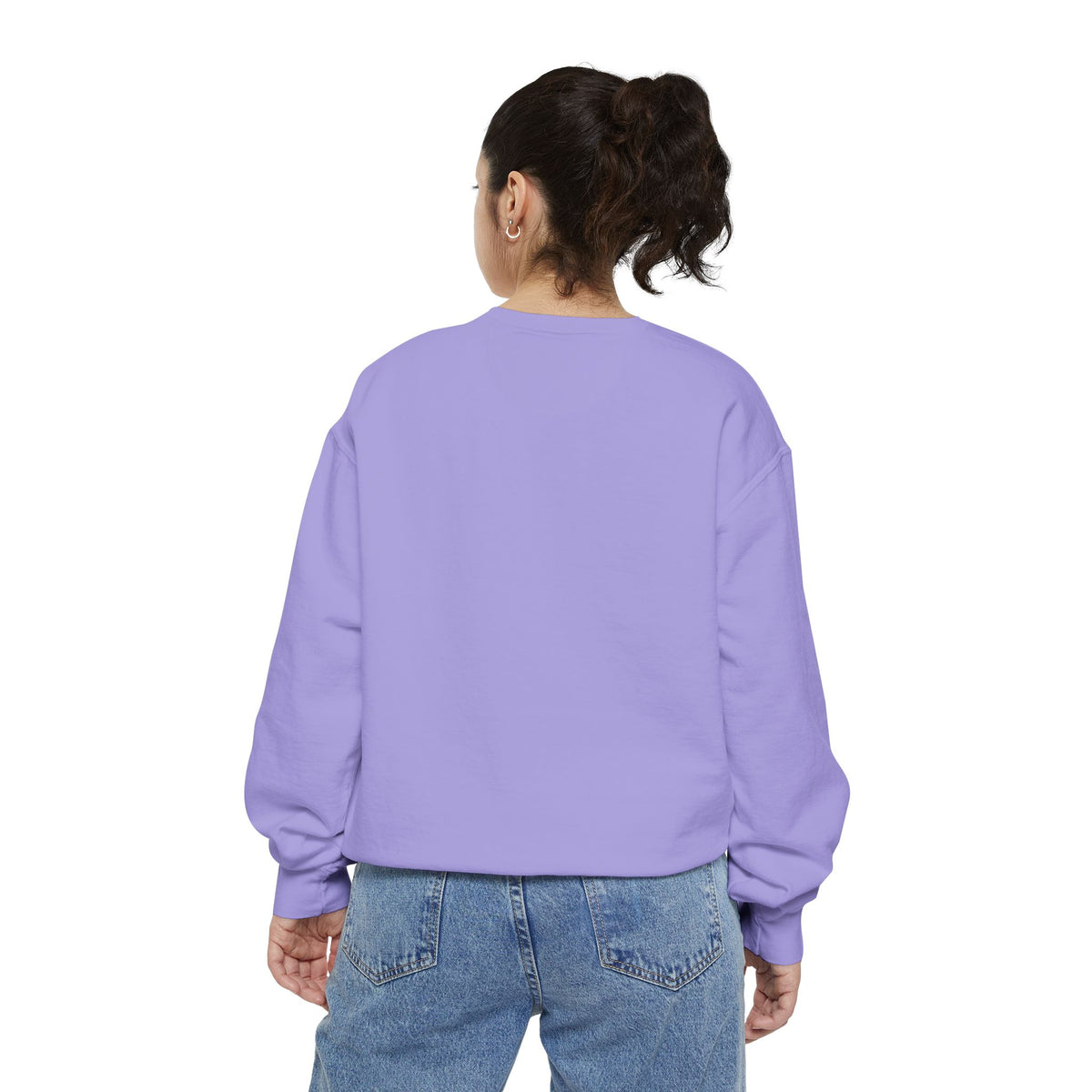 Pink Retro Flower Graphic Garment-Dyed Women's Hooded Sweatshirt