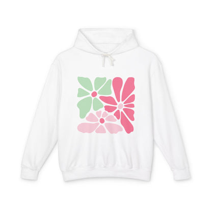 Floral Retro Block Print Lightweight Women's Hooded Sweatshirt