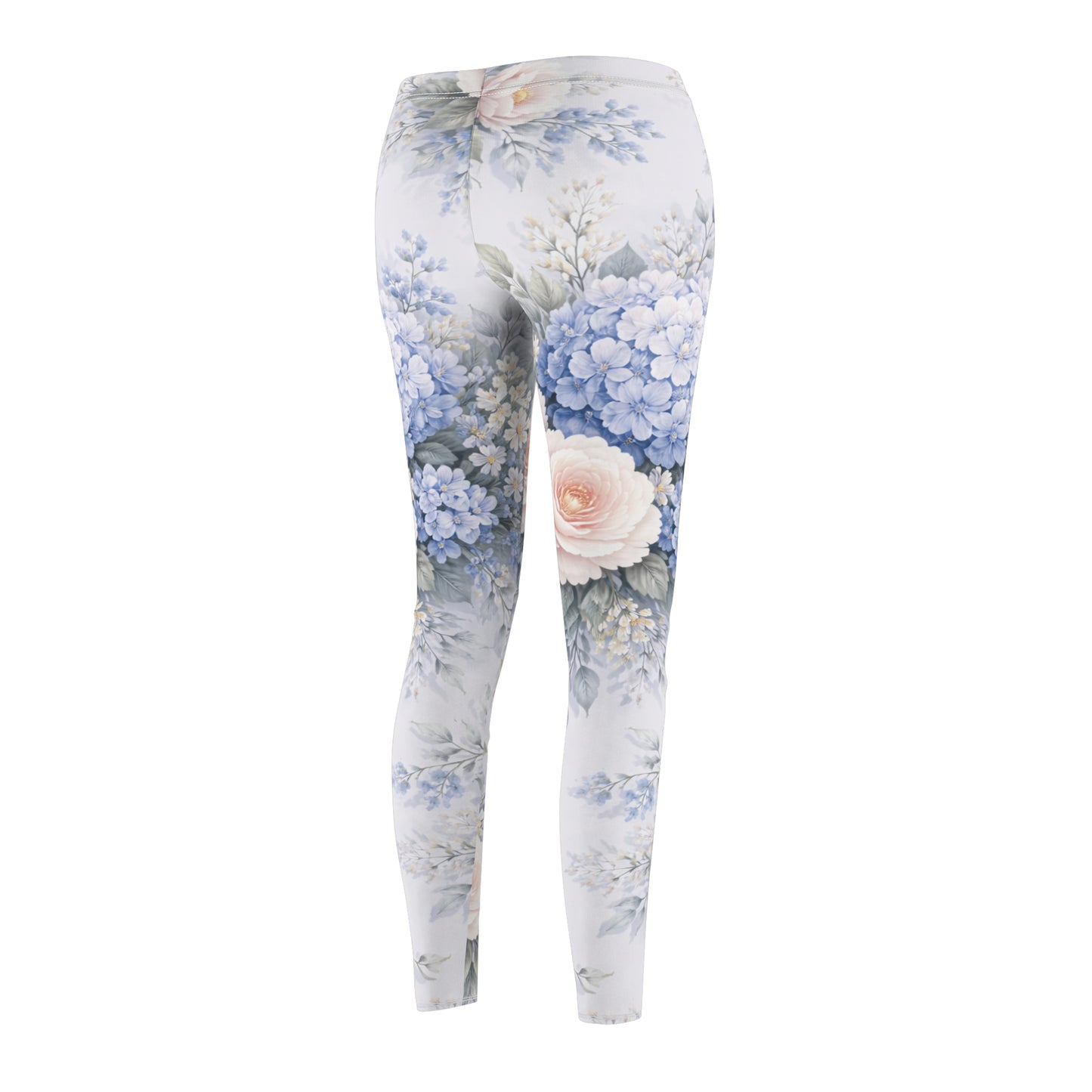 Floral Pastel Rose & Hydrangea Women's Casual Leggings