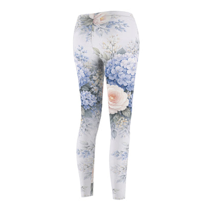 Floral Pastel Rose & Hydrangea Women's Casual Leggings