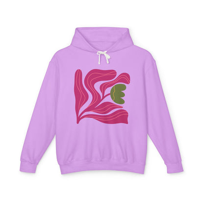 Abstract Pink Tulip Graphic Lightweight Women's Hooded Sweatshirt