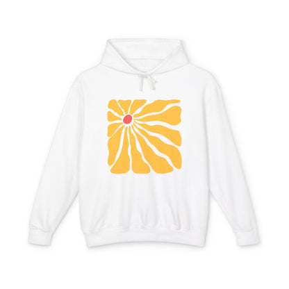 Minimal Yellow Floral Graphic Lightweight Women's Hooded Sweatshirt