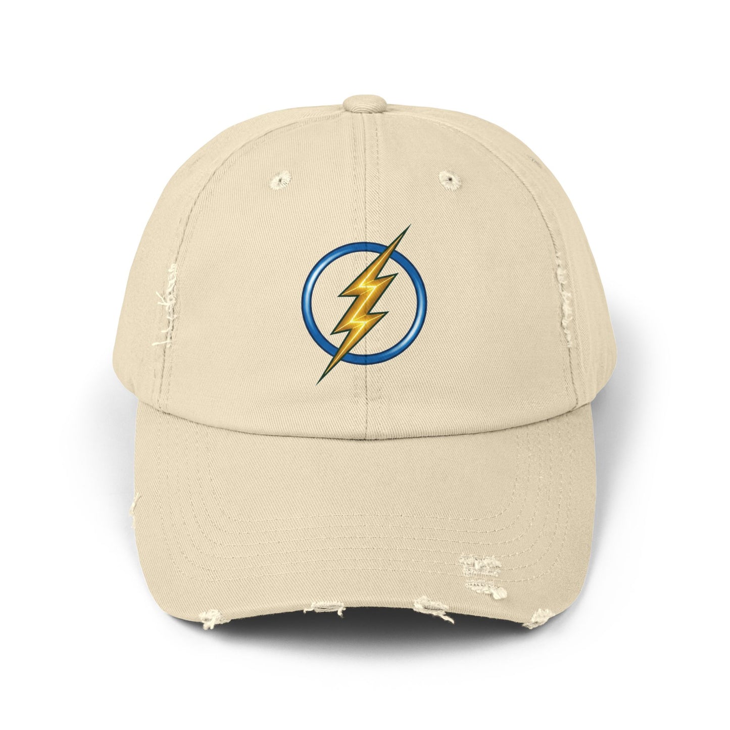 Lightning Bolt Logo Distressed Baseball Cap
