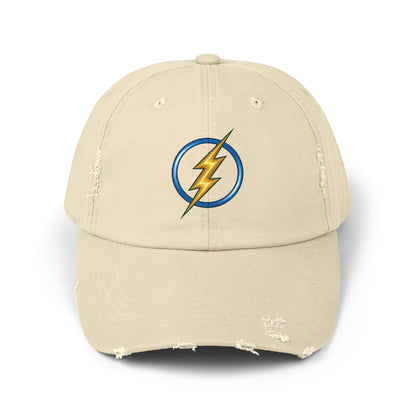 Lightning Bolt Logo Distressed Baseball Cap