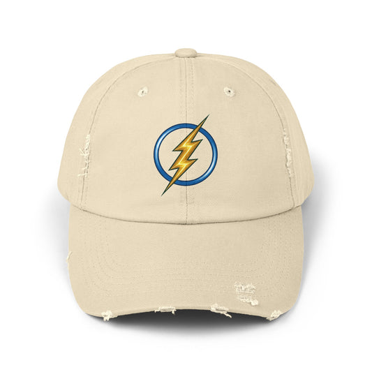 Lightning Bolt Logo Distressed Baseball Cap