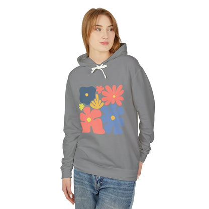 Colorful 70s Bloom Lightweight Women's Hooded Sweatshirt