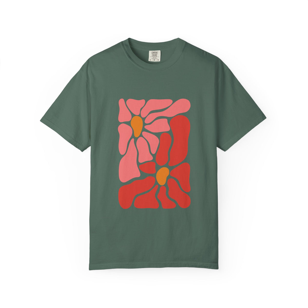 Pink Retro Flower Graphic Garment-Dyed Women's T-Shirt