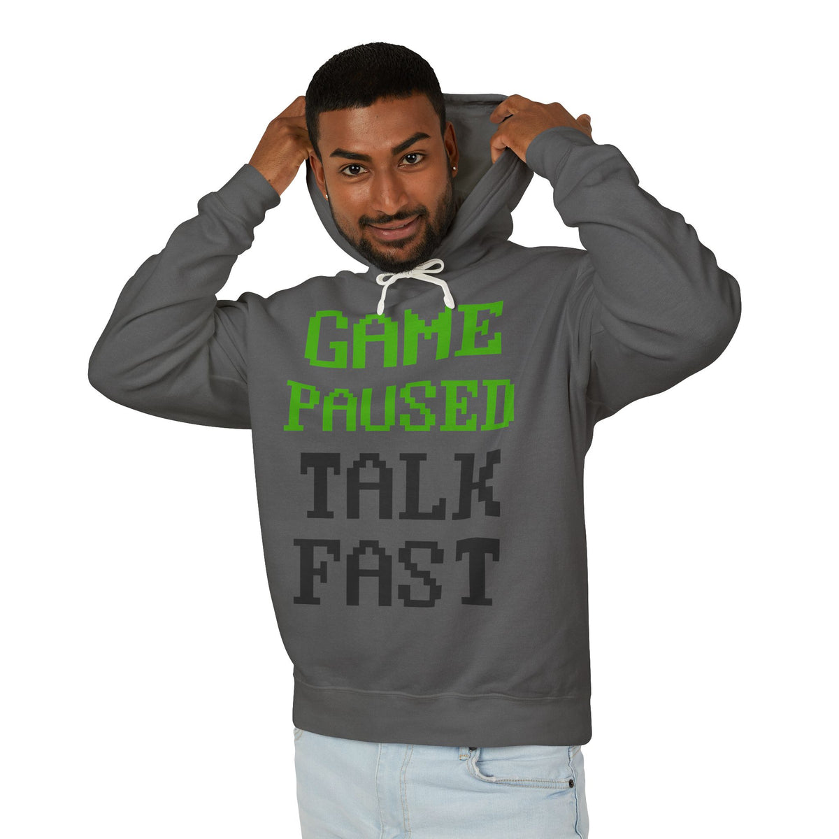 Game Paused Talk Fast Lightweight Hooded Sweatshirt