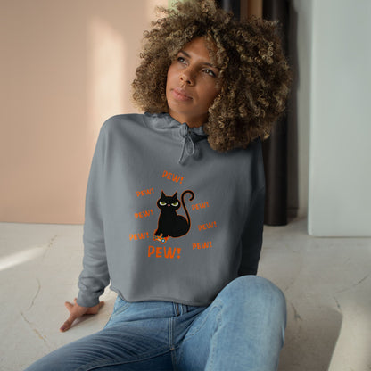 Pew! Cat Crop Hoodie