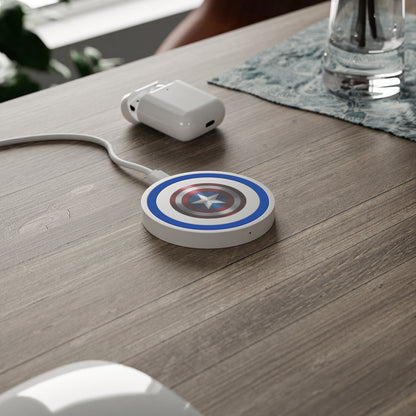 Captain America Star Shield Charger Wireless Charging Pad, White & Blue