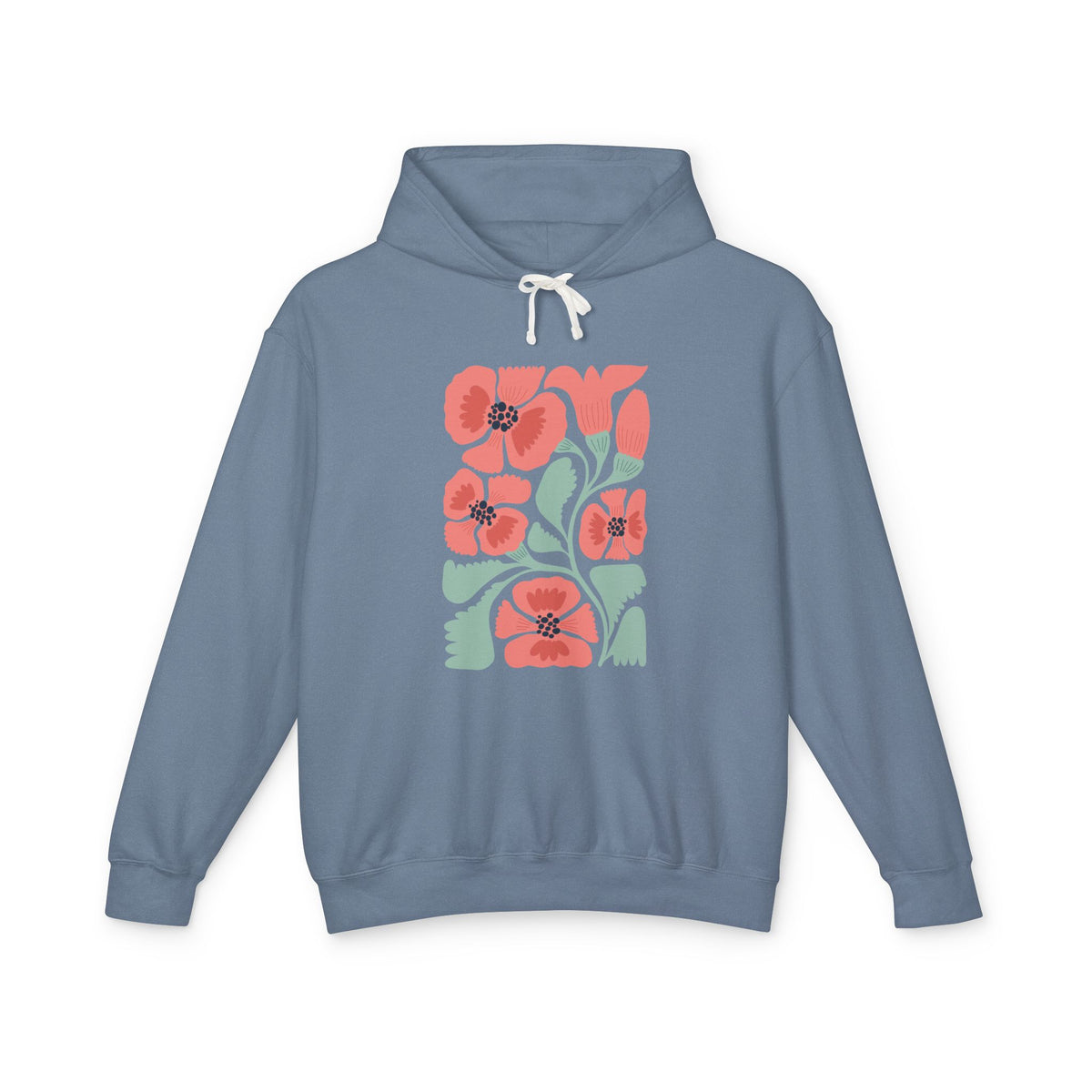 Floral Poppy Lightweight Women's Hooded Sweatshirt