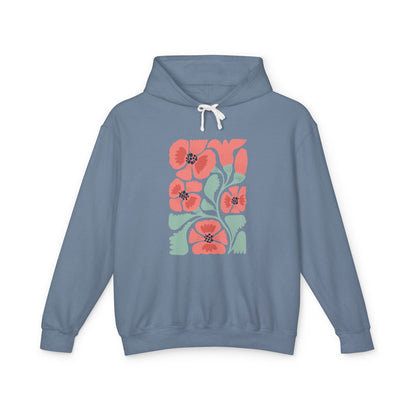 Floral Poppy Lightweight Women's Hooded Sweatshirt
