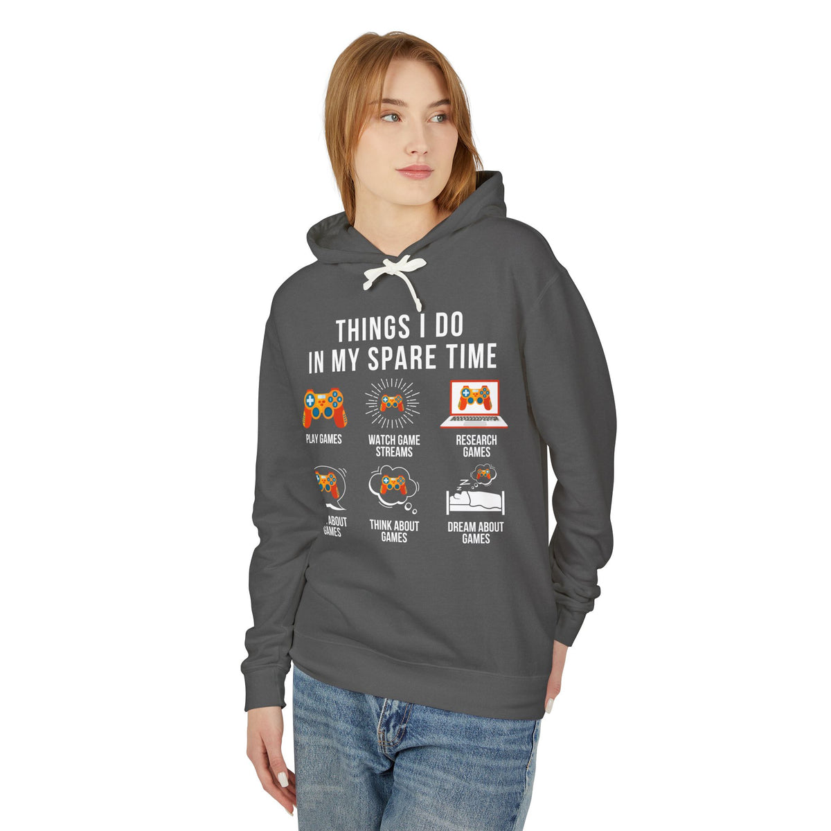 "Things I Do In My Spare Time" Lightweight Hooded Sweatshirt