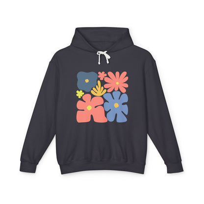 Colorful 70s Bloom Lightweight Women's Hooded Sweatshirt