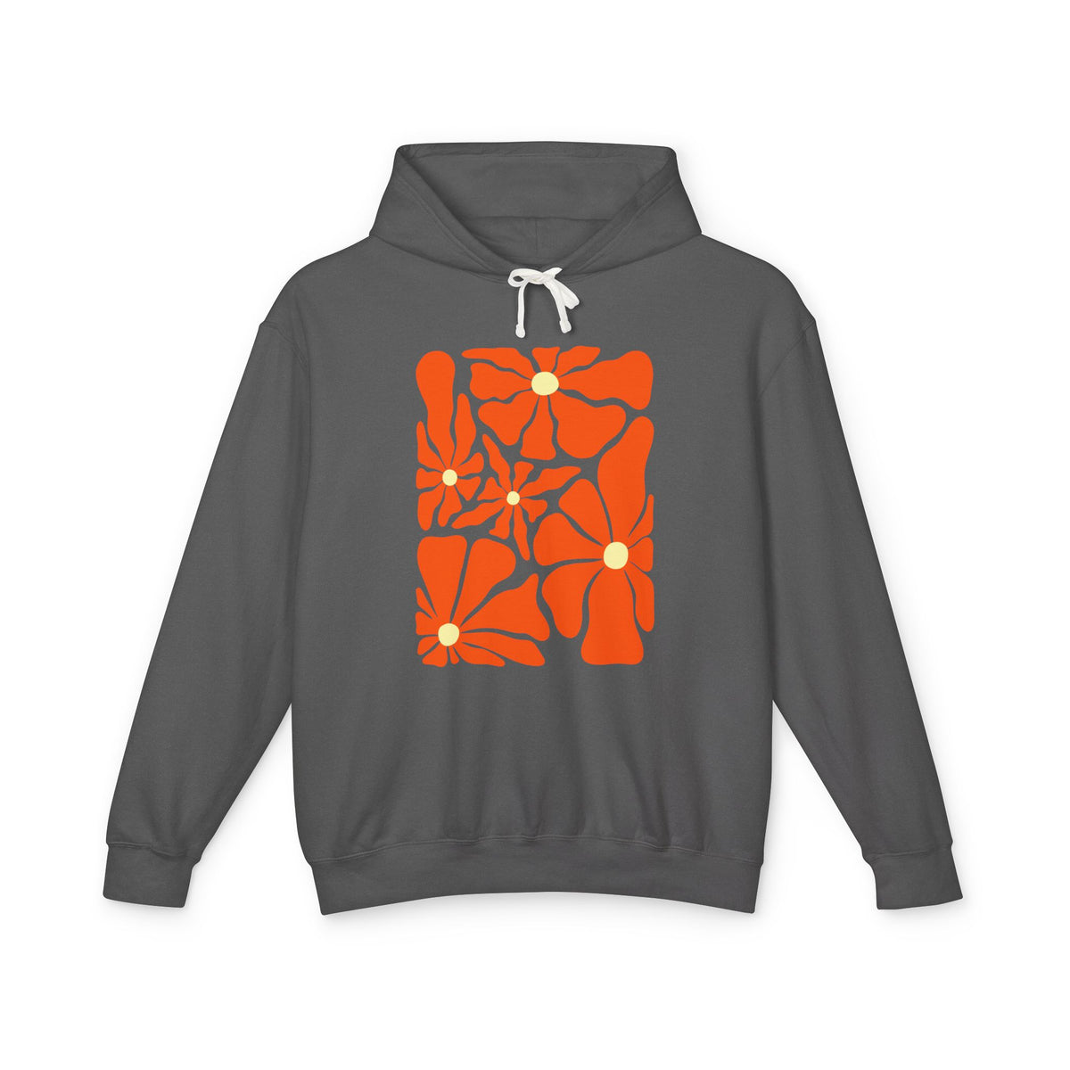 Retro Orange Floral Lightweight Women's Hooded Sweatshirt
