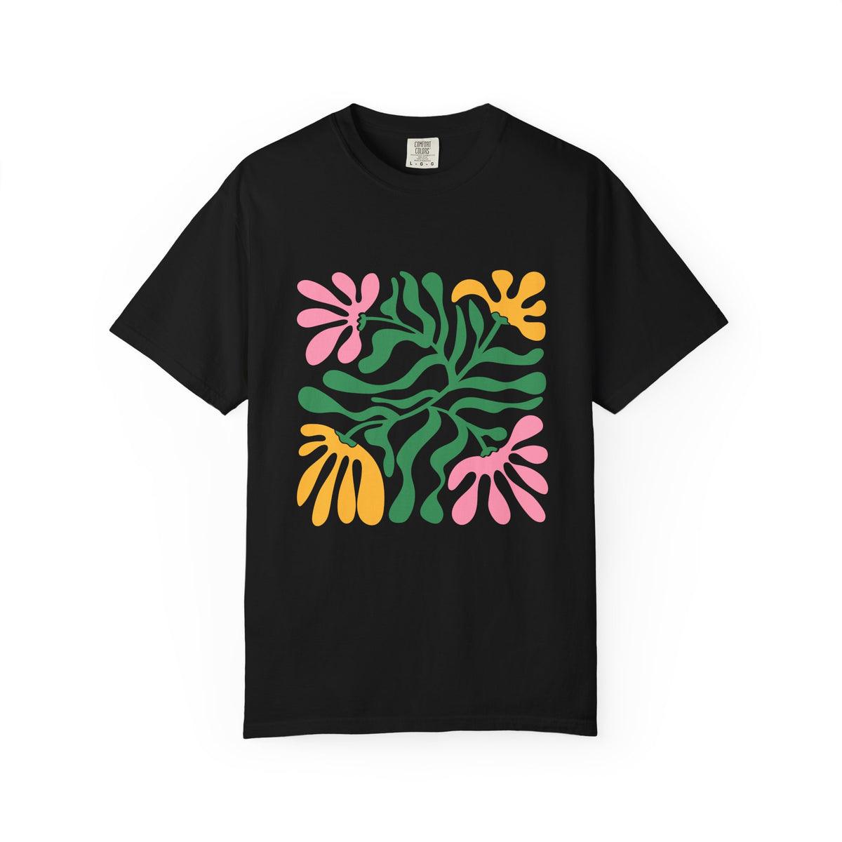 Floral Cutout Abstract Garment-Dyed Women's T-Shirt