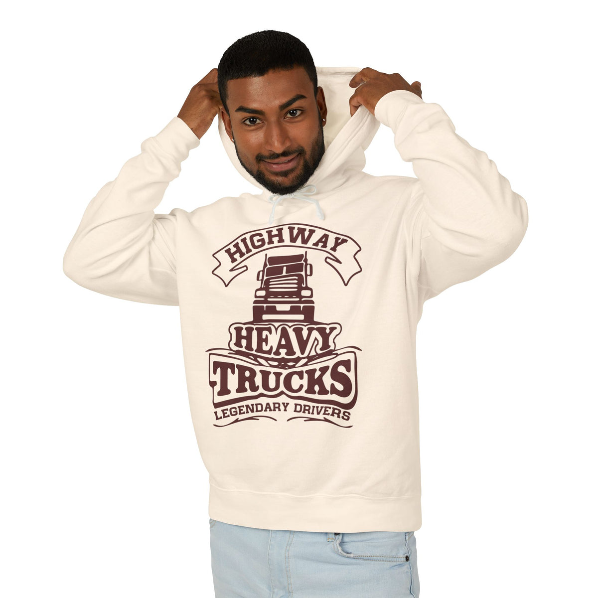 Highway Heavy Trucks Lightweight Hooded Sweatshirt