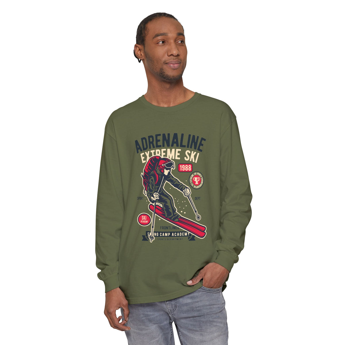 Adrenaline Extreme Ski Garment-Dyed Long Sleeve T-Shirt