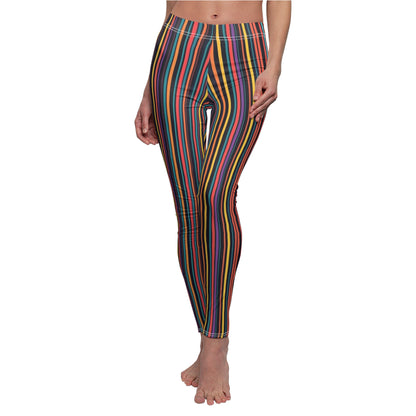 Vertical Rainbow Stripe Women's Casual Leggings