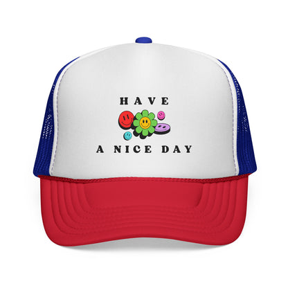 Have A Nice Day Smiley Flower Trucker Women's Cap