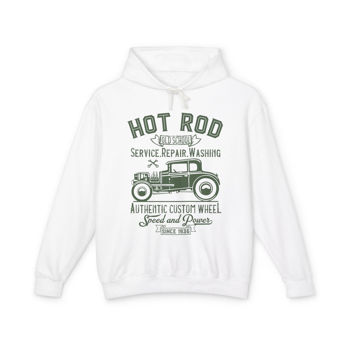 Hot Rod Old School Authentic Custom Wheel Lightweight Hooded Sweatshirt