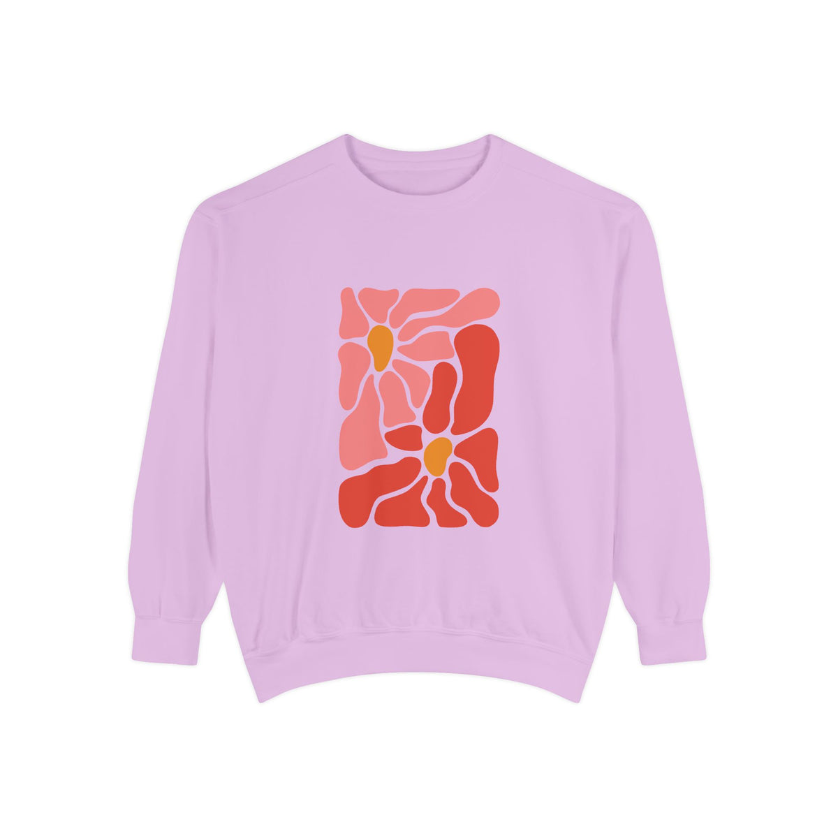 Pink Retro Flower Graphic Garment-Dyed Women's Hooded Sweatshirt